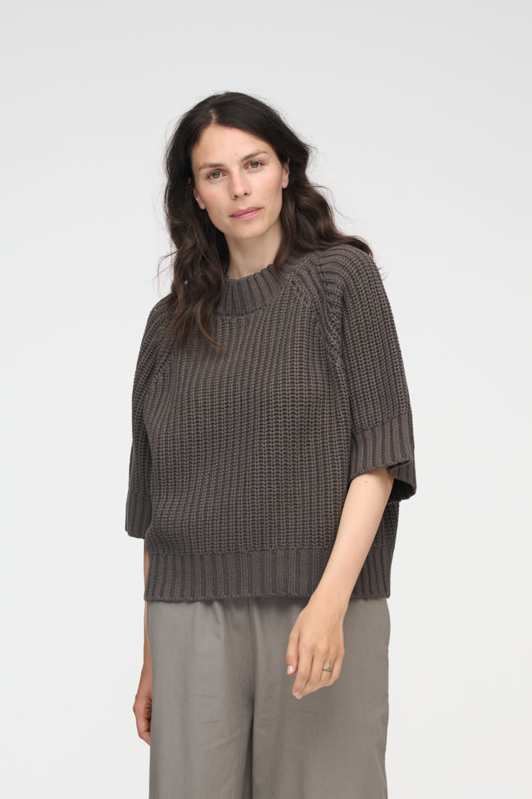 Change Rib kortærmet striktrøje - Stone Brown